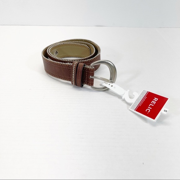 NWT Relic Shotbead Faux Leather Jean Belt Brown Sz S - Picture 2 of 11